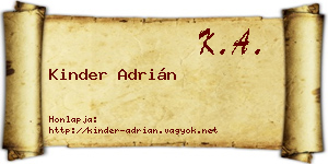 Kinder Adrián névjegykártya